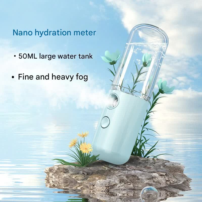 Two Portable Nano Facial Sprayer - 50ml USB Rechargeable Moisturizing Disinfectant Sprayer(Blue)