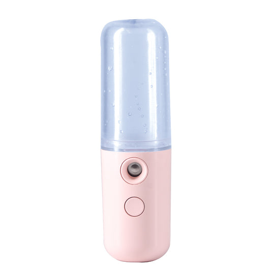 Two Portable Nano Facial Sprayer - 50ml USB Rechargeable Moisturizing Disinfectant Sprayer(Light pink)