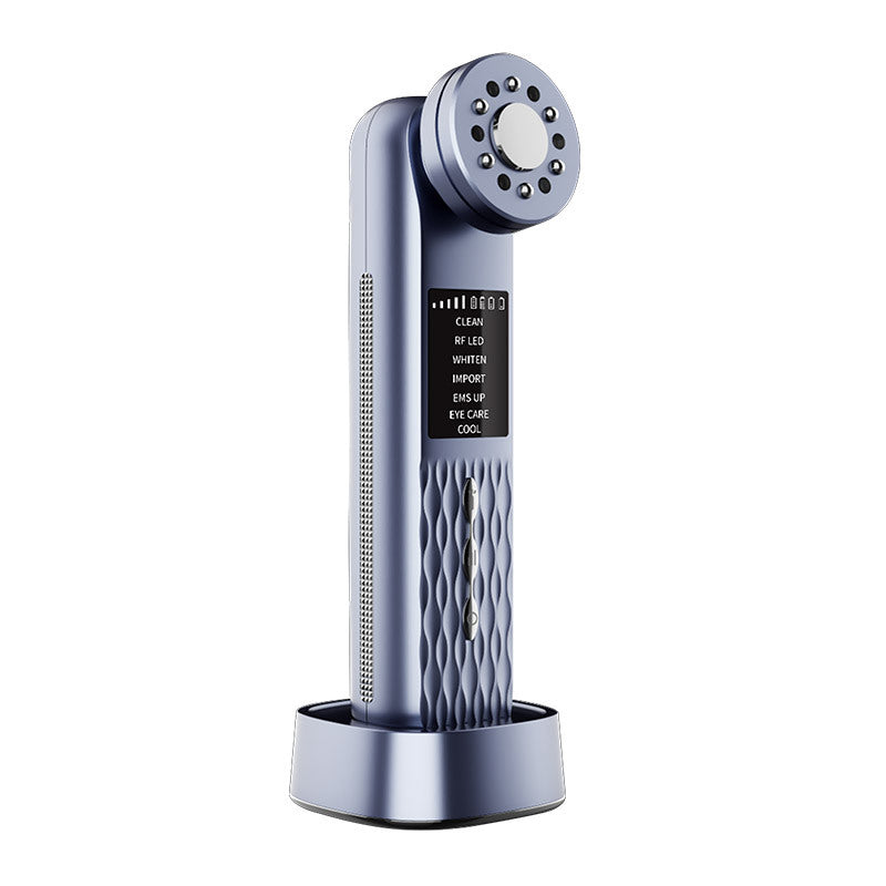 Multi-Functional Facial Beauty Device - Ultrasonic, EMS, RF LED, Cool Therapy & Eye Care(blue)
