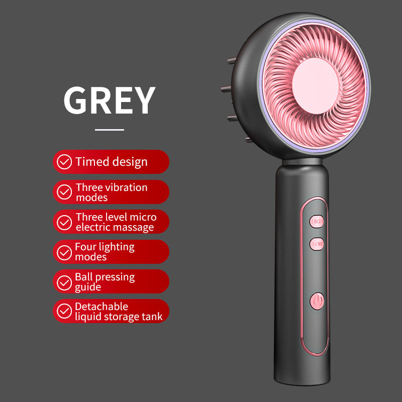 Grey Advanced Scalp Therapy Comb: Red/Blue Light, EMS & Serum Applicator