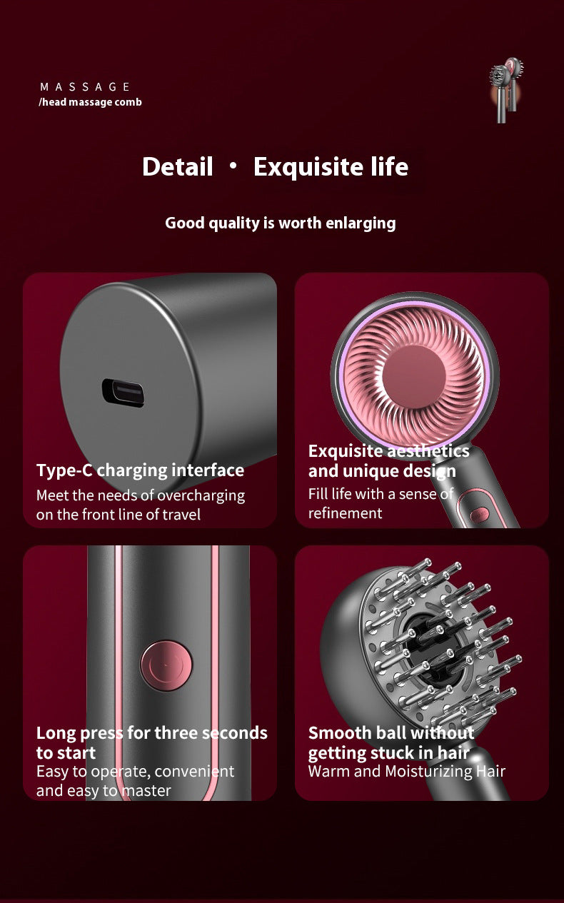 Grey Advanced Scalp Therapy Comb: Red/Blue Light, EMS & Serum Applicator