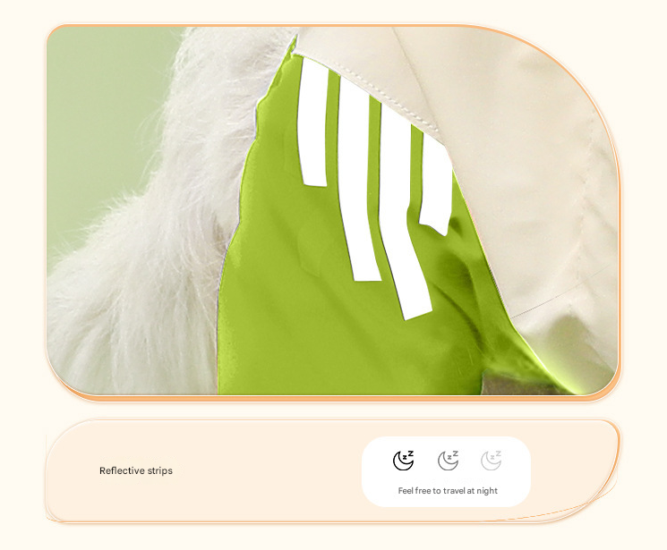 Colorblock (White Green) Dog Raincoat - Waterproof with Hood and Reflective Strips (Size M)