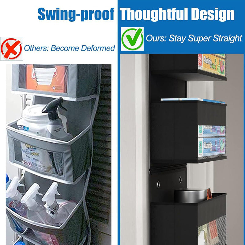 Black Heavy Duty 5-Tier Over-The-Door Hanging Organizer - Space-Saving Storage with Clear Windows & Mesh Pockets