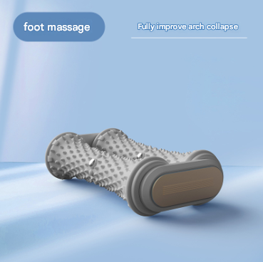 Grey Ergonomic Dual Foot Massage Roller - Deep Tissue Relief for Plantar Fasciitis, Arch Pain & Tired Feet
