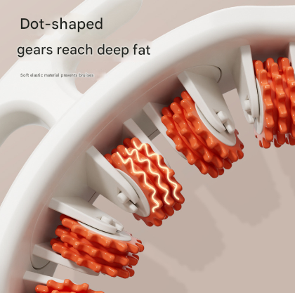 Orange and White Adjustable 3D Leg & Body Roller Massager - Deep Tissue Muscle Relief for Thighs, Calves, Arms - Fascia & Cellulite Tool with Detachable Handles