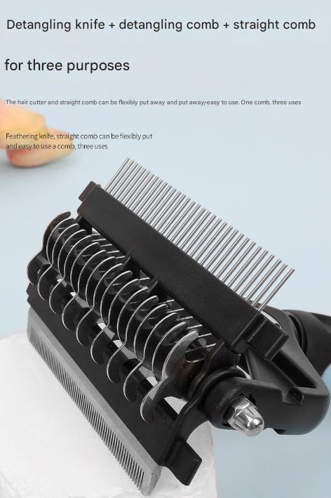 Green and Black Professional 3-in-1 Pet Grooming Tool - Dematting Rake, Deshedding Comb & Finishing Brush for Dogs & Cats