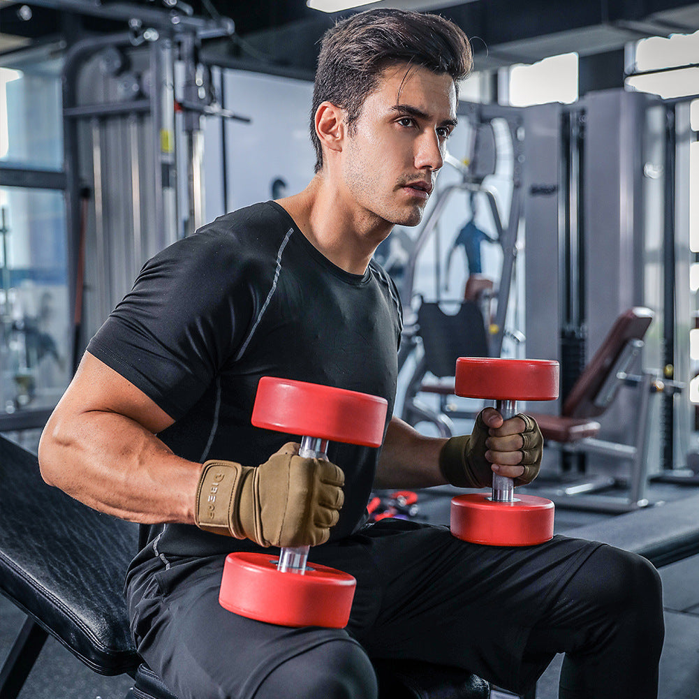 Size L Black Heavy Duty Workout Gloves with Wrist Support - Anti-Slip Gel Padded Gym Gloves for Weightlifting, Training & Fitness