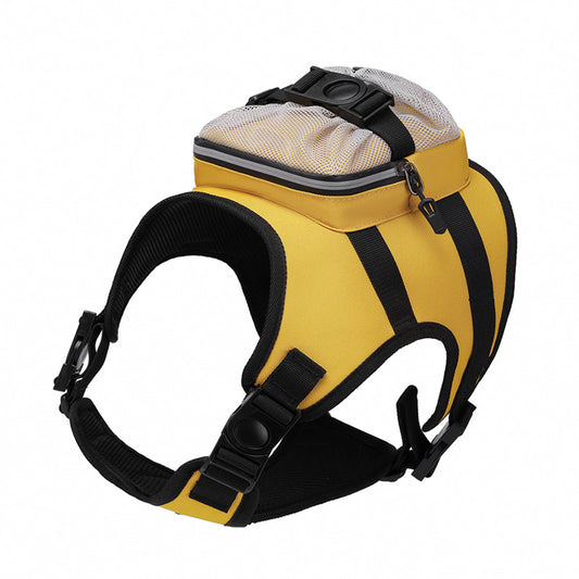 Size S Black and Yellow Ultimate Dog Harness Vest with Backpack - Padded, Reflective & Adjustable for Medium Sized Dogs