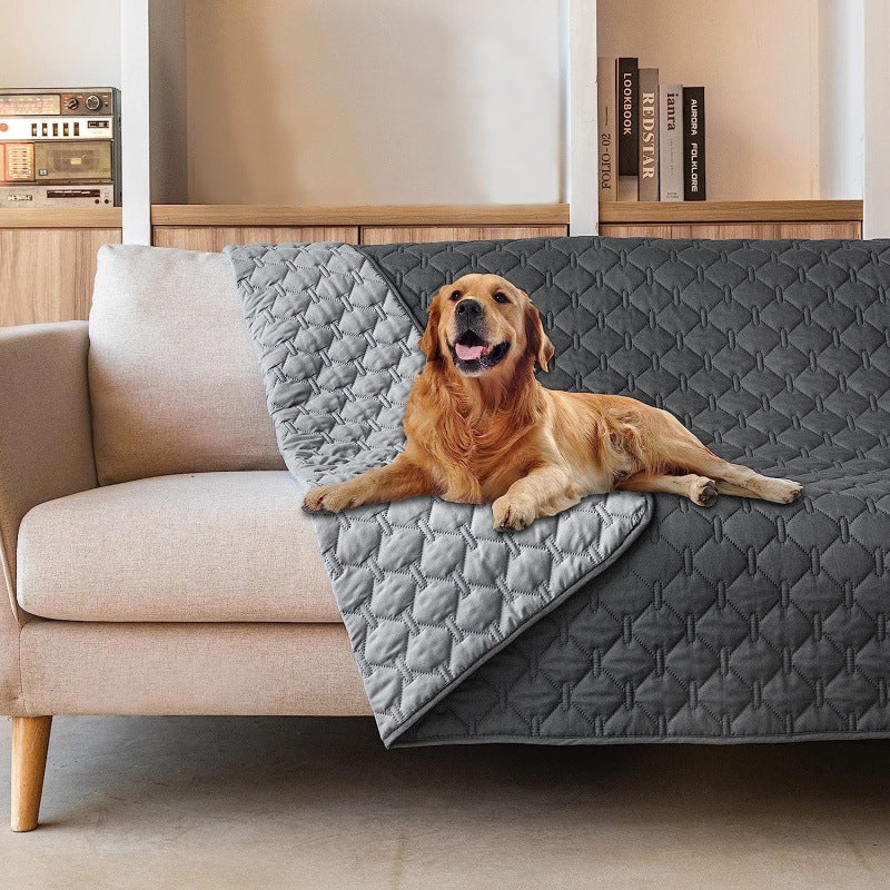 Grey 2-Sided Waterproof Pet Sofa Cover - Dog Bed Protector Blanket for Furniture, Couches & Car Seats (170x200cm, Machine Washable)