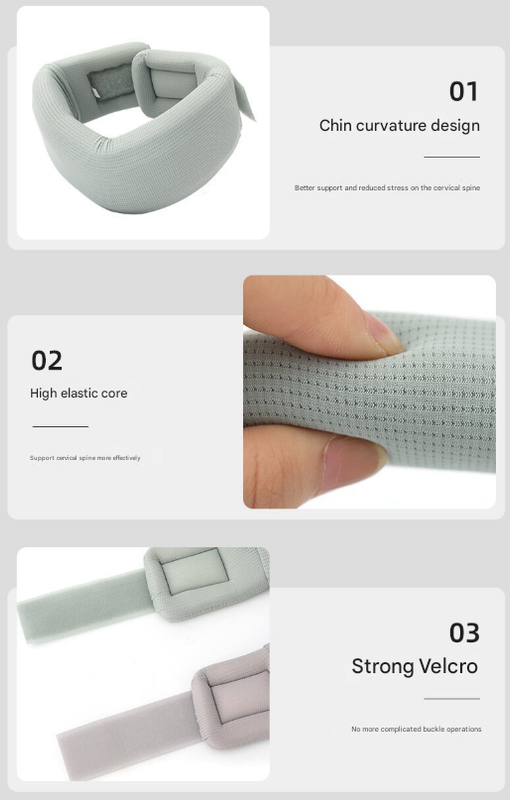 Size L Grey Ergonomic Neck Support Brace - Soft Cervical Collar for Posture Correction and Pain Relief