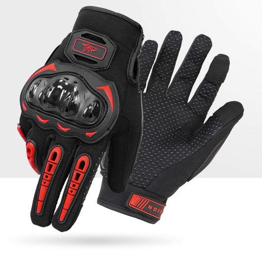 Size M Red and Black Protective Motorcycle Riding Gloves - Hard Knuckle Armour & Touchscreen Fingertips