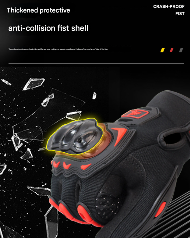 Size XL Red and Black Protective Motorcycle Riding Gloves - Hard Knuckle Armour & Touchscreen Fingertips