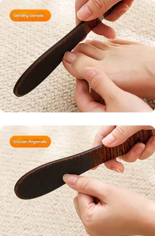 Reddish Brown Professional Pedicure Foot File 10-Pack - Double-Sided Callus Remover with Wooden Handle