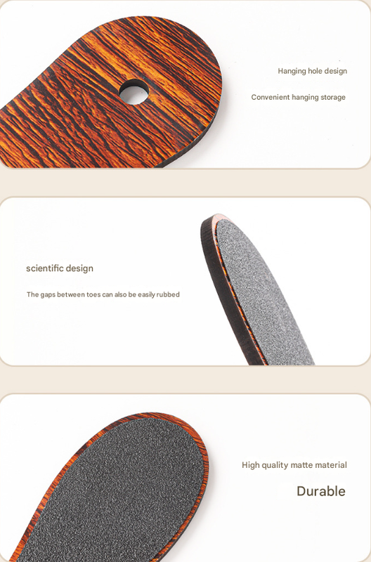 Khaki Professional Pedicure Foot File 10-Pack - Double-Sided Callus Remover with Wooden Handle