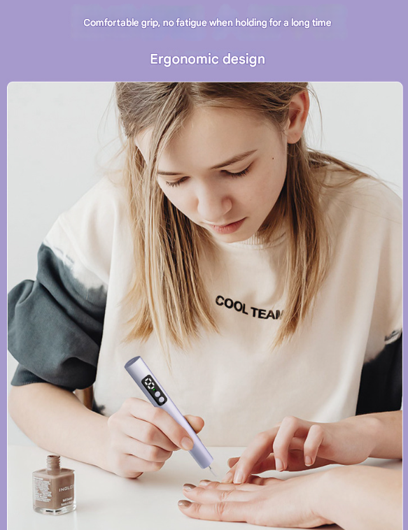 Purple Professional Electric Nail File Kit - Portable USB-C Rechargeable Manicure Drill with 6 Speeds & 5 Heads