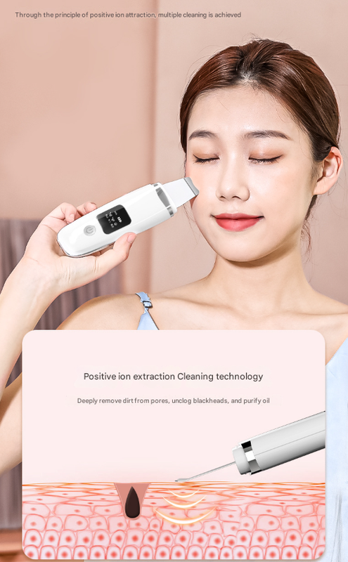 White Professional 4-in-1 Ultrasonic Skin Scrubber - Deep Pore Cleanser, Blackhead Remover & EMS Facial Lifting Tool