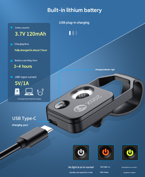 Black Portable 200X Clip-On Microscope Lens for Smartphone - HD Pocket Magnifier with CPL Filter and LED Light(excluding mobile phones)