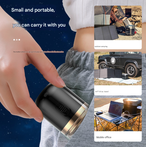 Black Portable Mini Electric Shaver for Men - USB Fast-Charge Travel Razor with Washable Head & Nose Trimmer Attachment