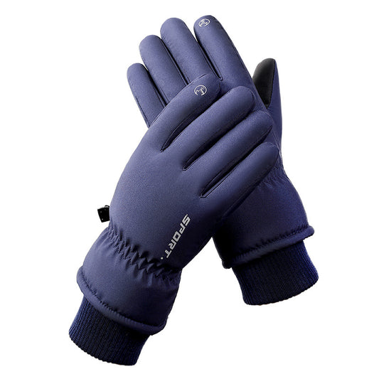 Men's Blue Top-Rated Waterproof Touchscreen Ski Gloves - Fleece-Lined for Men & Women