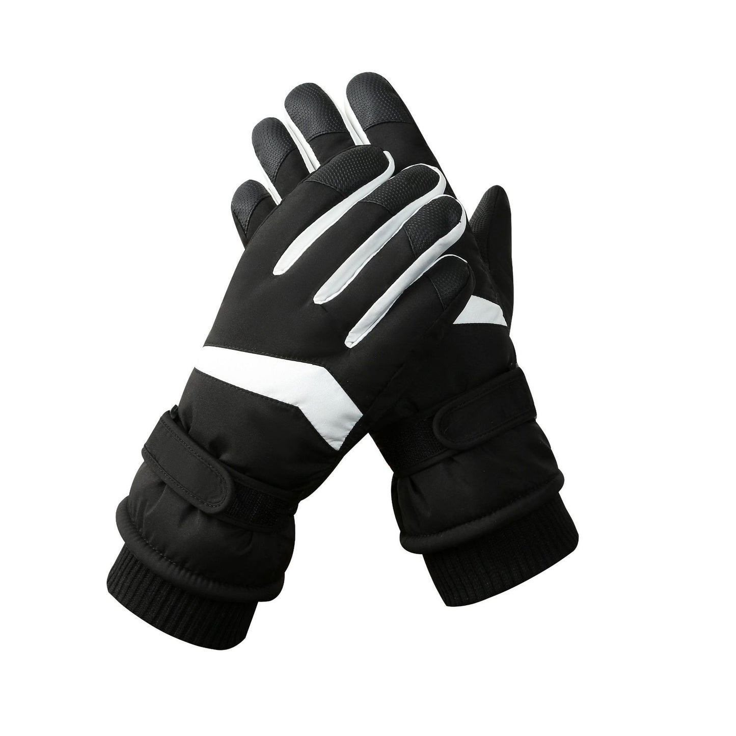 Men's Black-white Color Combination Top-Rated Waterproof Touchscreen Ski Gloves - Fleece-Lined for Men & Women