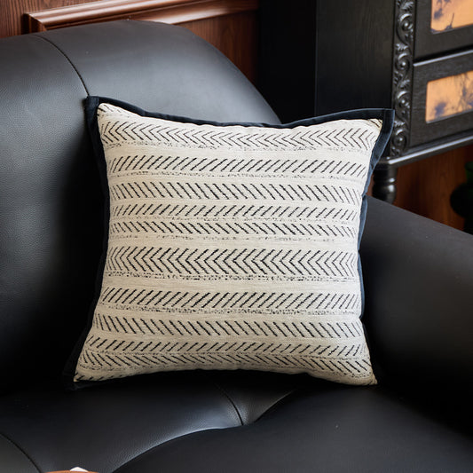 Black-white 45*45cm 2PCS Luxe Thick Chenille Herringbone Pillow Cover - Solid Color Square Lumbar Pillow