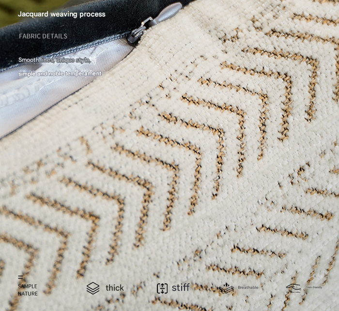 Black-beige 45*45cm 2PCS Luxe Thick Chenille Herringbone Pillow Cover - Solid Color Square Lumbar Pillow