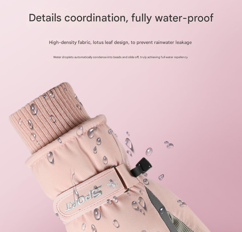 Women's Grey-pink Color Combination Top-Rated Waterproof Touchscreen Ski Gloves - Fleece-Lined for Men & Women