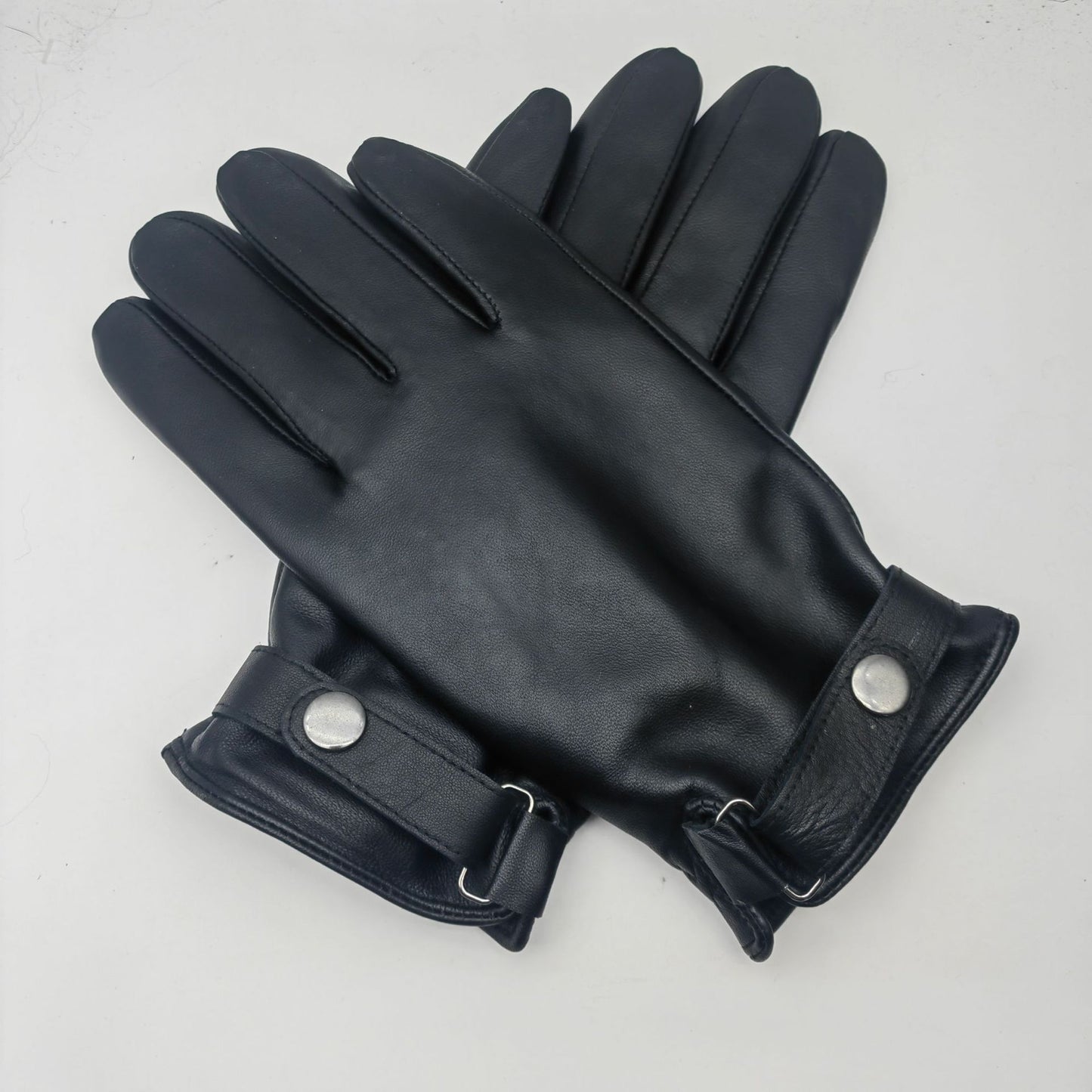L Black Premium Men's Genuine Sheepskin Leather Driving & Cycling Gloves