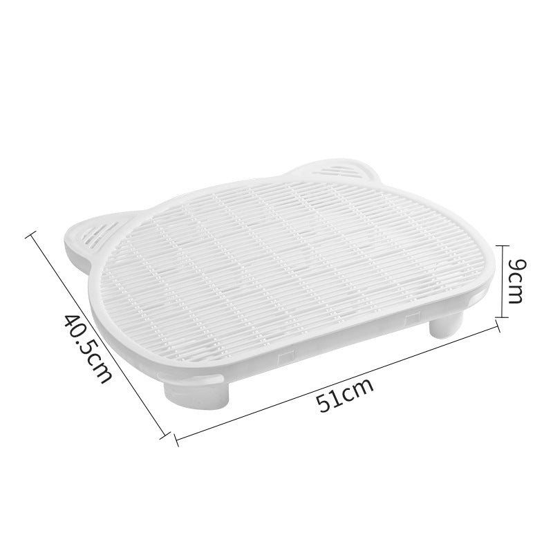 White Elevated Cat Litter Trapping Mat - Dual-Layer Scatter Control Tray with Grate