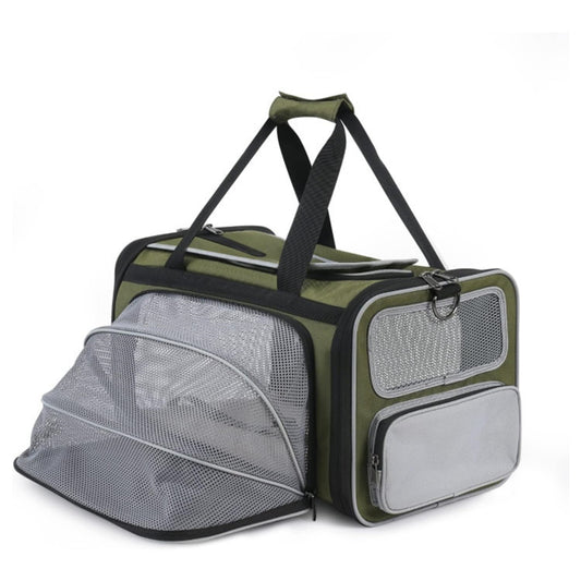 Olive Green Lightweight Foldable Pet Carrier with Straps