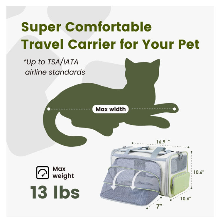 Blue Lightweight Foldable Pet Carrier with Straps