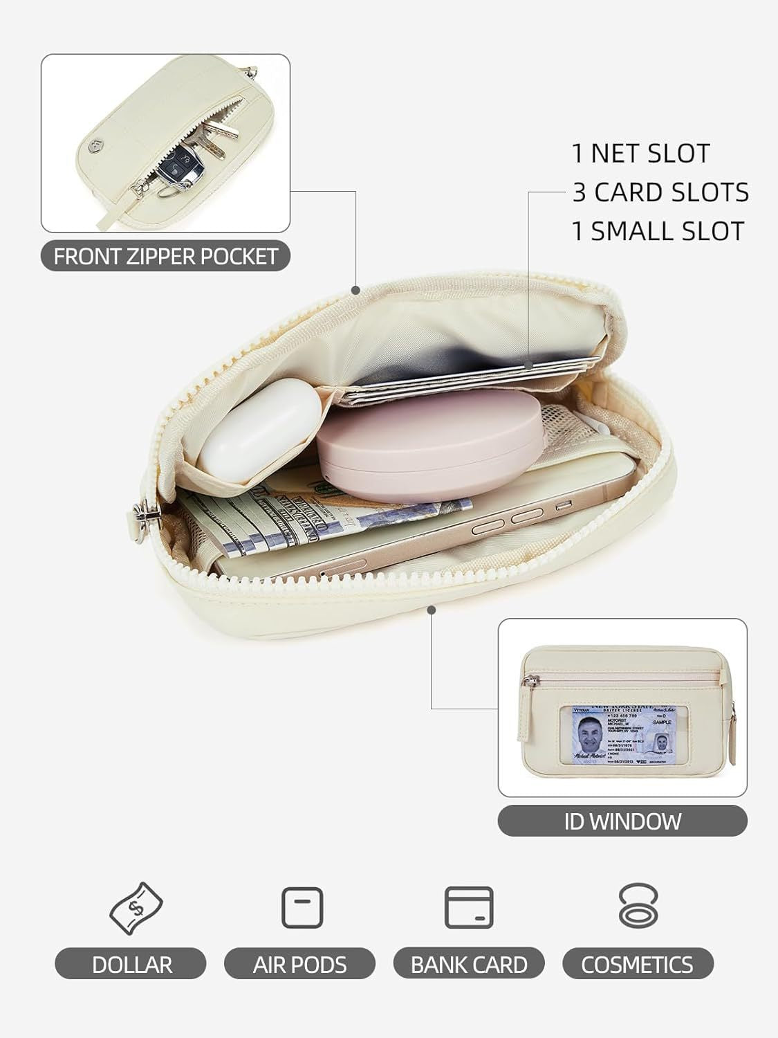 Khaki Elegant WESTBRONCO Quilted Phone Bag Wallet