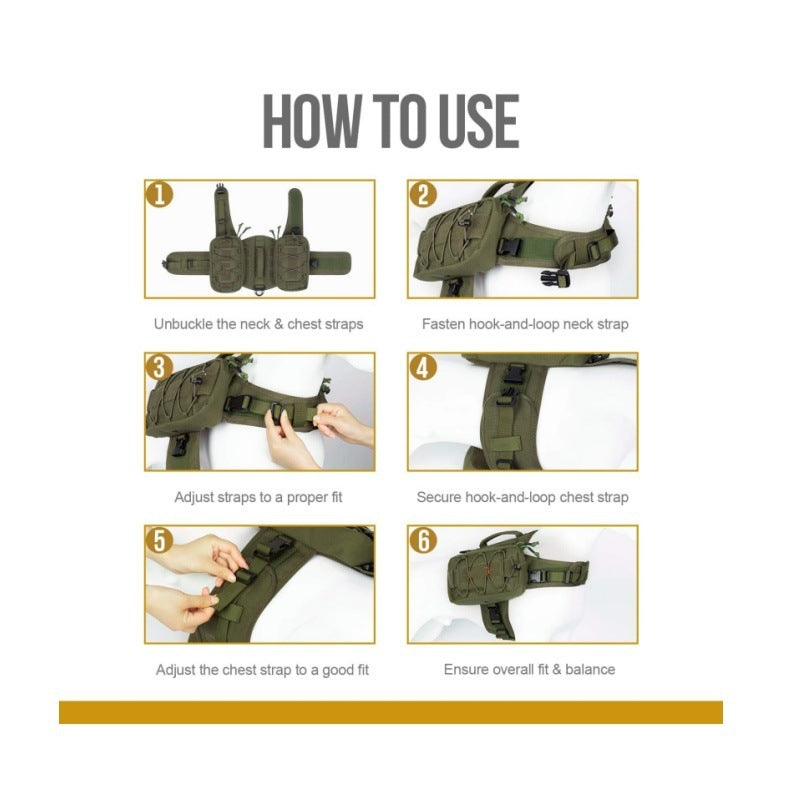 Orange Durable Dog Saddle Bag Harness for Outdoor Adventures