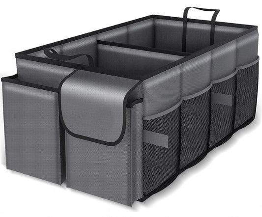 Grey Car Trunk Storage Box - Foldable Organizer
