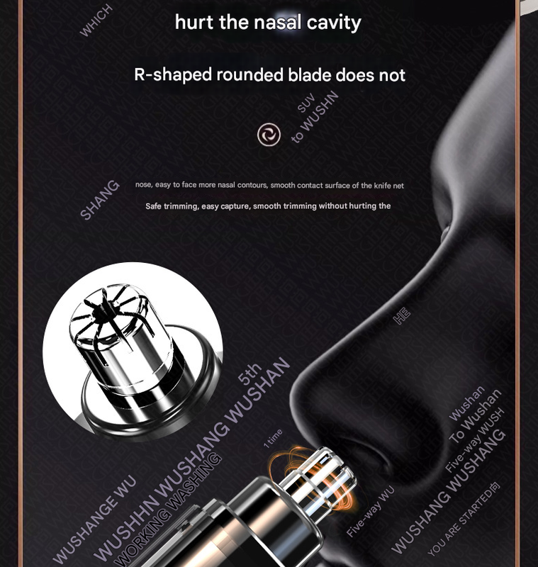 Black Painless Electric Nose & Ear Hair Trimmer - USB-C Rechargeable Grooming Tool with LED Battery Display for Men and Women