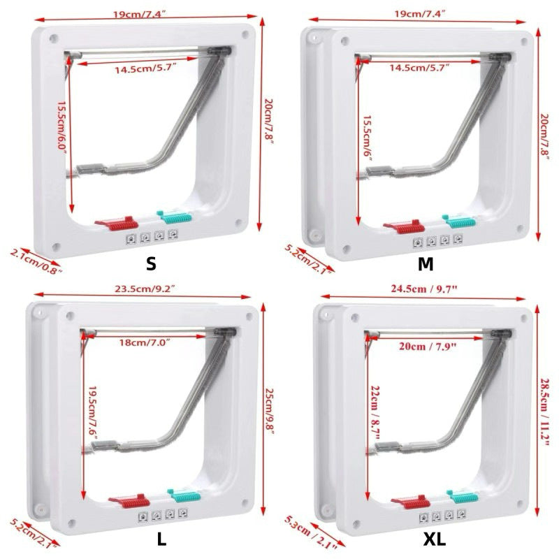 Secure 4-Way Locking Pet Door for Cats & Small Dogs - Easy Access Flap for Doors, Walls & Glass(Size L)
