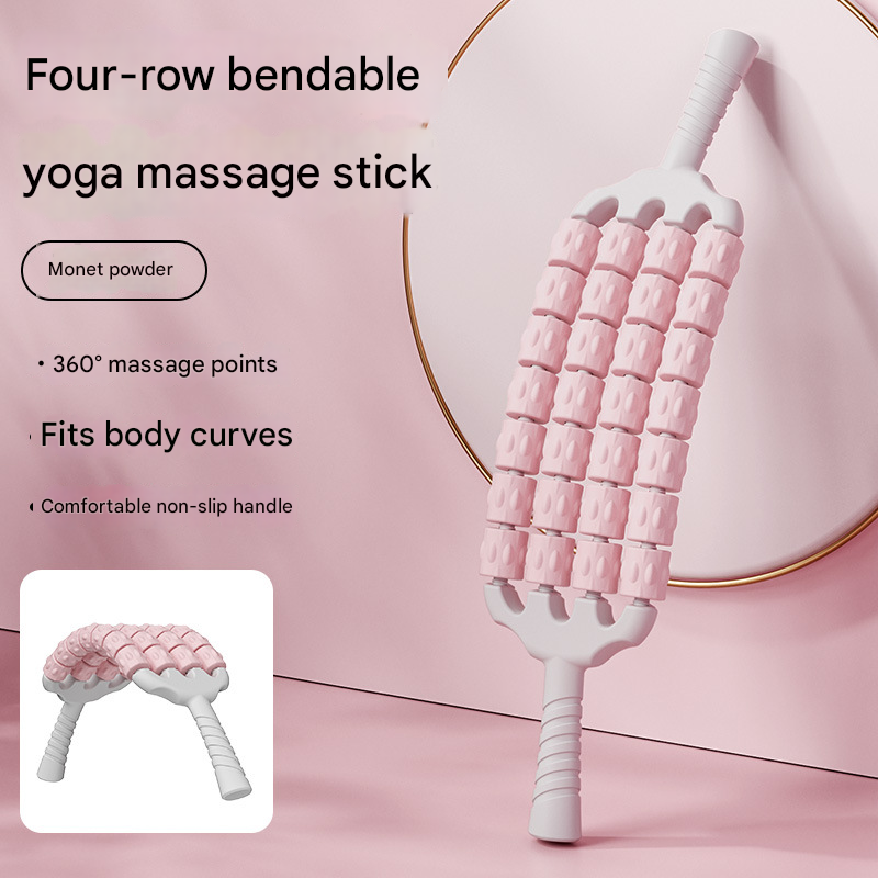 Pink Four-Row Bendable Massage Roller - Muscle Relaxation and Sensory Integration Training for Children