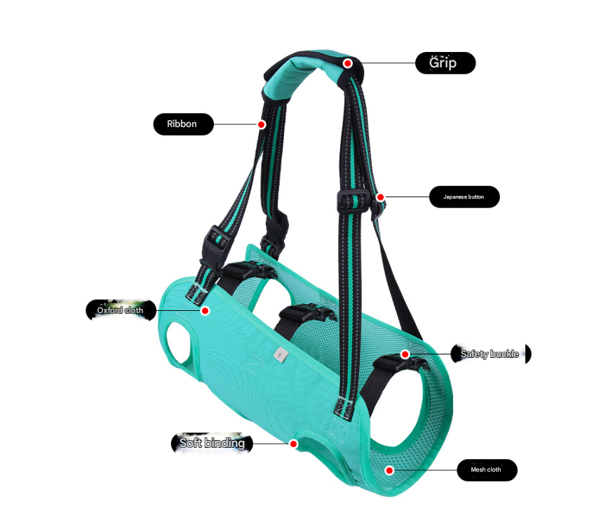 Black Pet Support Harness for Senior and Disabled Dogs - Adjustable Chest and Back Support Leash(Size S)