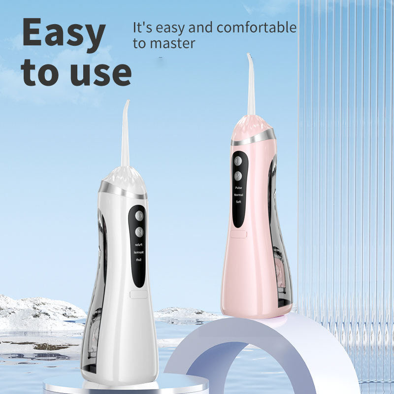Black Cordless Water Flosser & Oral Irrigator - Portable Teeth Cleaner with 3 Modes & 4 Jet Tips