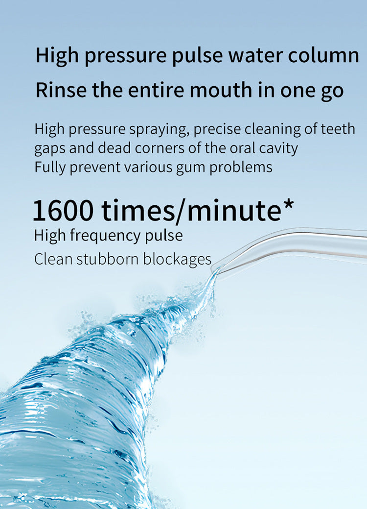 Black Cordless Water Flosser & Oral Irrigator - Portable Teeth Cleaner with 3 Modes & 4 Jet Tips