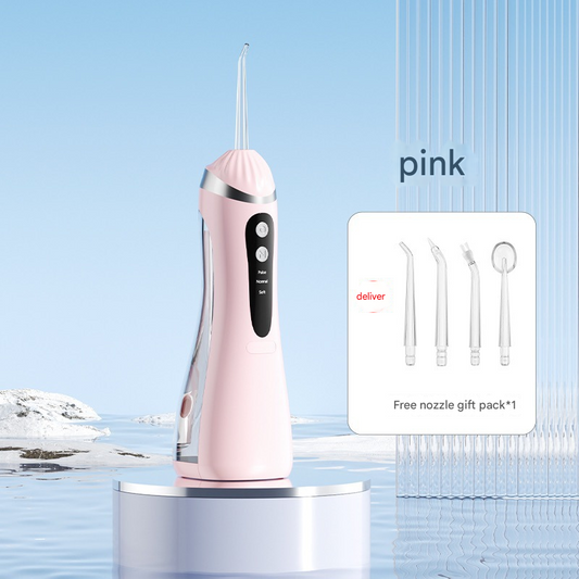 Pink Cordless Water Flosser & Oral Irrigator - Portable Teeth Cleaner with 3 Modes & 4 Jet Tips