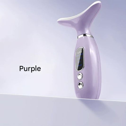 Multi-Functional Neck & Face Beauty Massager - Constant Heat, Ion Infusion & Sonic Vibration(purple)
