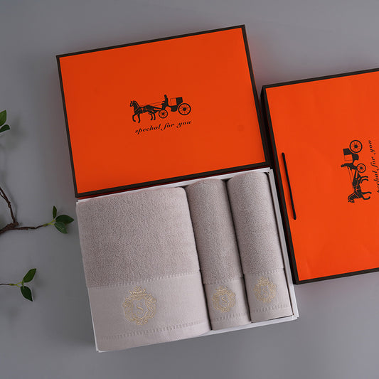 Premium Absorbent Cotton Towel Set - Soft Bath & Hand Towels with Double-Sided Plush(light gray)