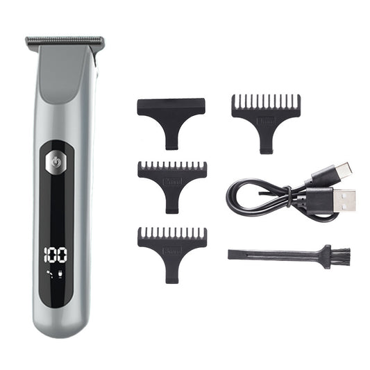Professional Steel Hair Clipper - Low Noise Motor with 3 Guard Combs & Type-C Charging(silver)