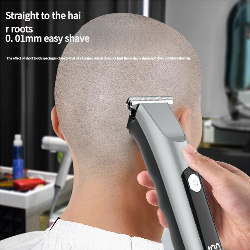 Professional Steel Hair Clipper - Low Noise Motor with 3 Guard Combs & Type-C Charging(silver)