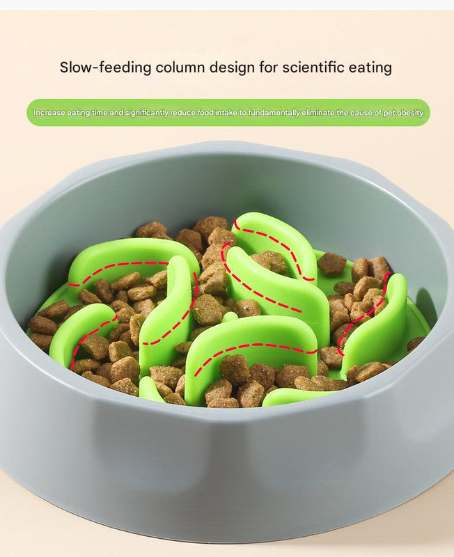 Slow Feeder Dog Bowl Set - Anti-Choke Puzzle Feeder Insert & Bowl for Healthy Eating Habits(blue)