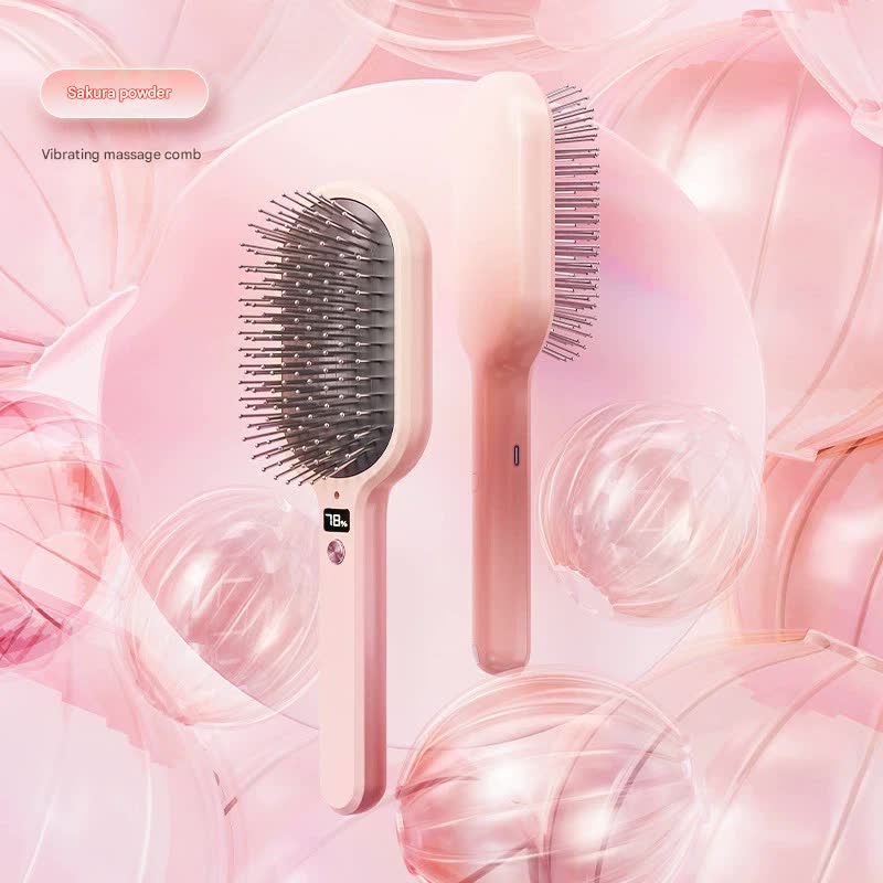 Electric Ionic Vibrating Massage Hairbrush - 3-Mode Sonic Scalp Massager & Detangler with LCD Display(Pink)
