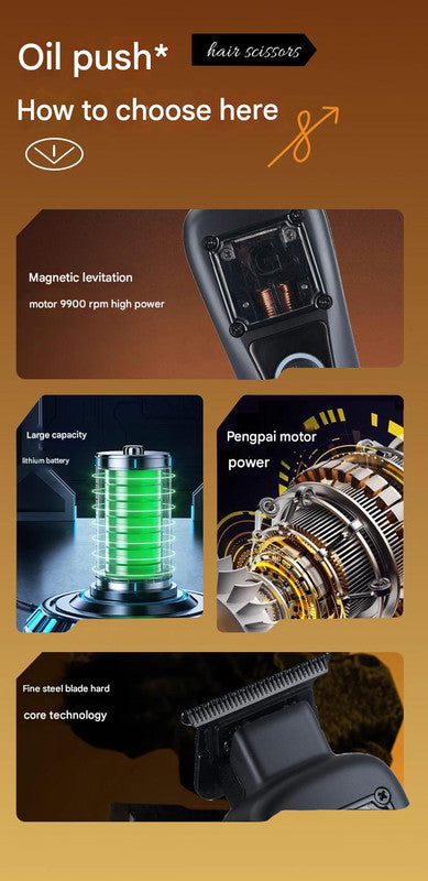 Professional Cordless Hair Clipper with Magnetic Motor - 9900 RPM, 180 Min Runtime, LCD Display & Dual Charging(red)