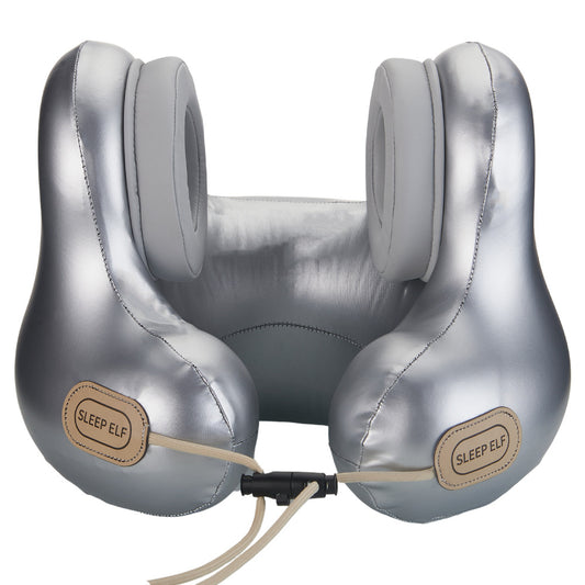 Smart Neck Pillow with Dual Noise Reduction, HIFI Bluetooth Music & Graphene Heating - Sleep Elf" Travel Pillow(Silver)"