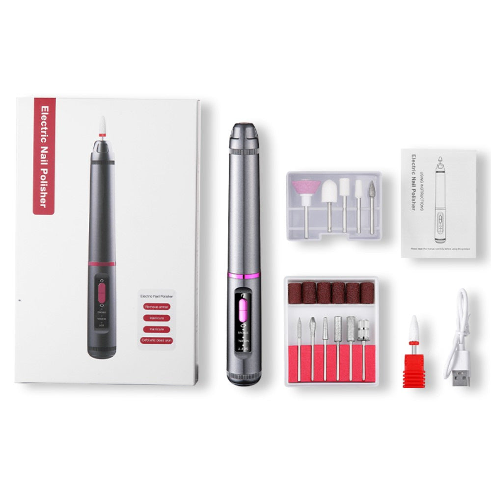 Professional Electric Nail Drill Pen Kit - 3-Speed, Bidirectional, Rechargeable Manicure & Pedicure Tool(Silver Gray)